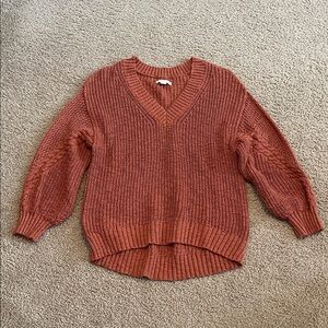 American Eagle Outfitters V-Neck Sweater in Rust